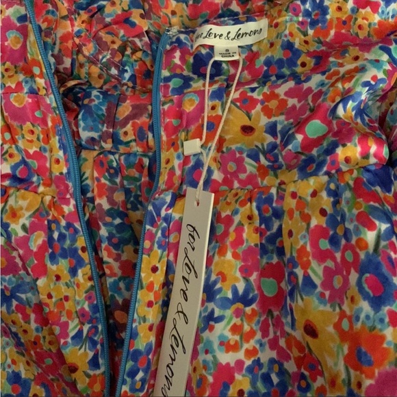 FOR LOVE AND LEMONS SASHA CONFETTI PRINT MINI DRESS TULLE LINED FOR FULLNESS S - Picture 7 of 8